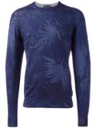 Etro Leaf Motif Jumper, Men's, Size: Xl, Blue, Silk/cashmere/wool