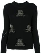 Ermanno Scervino 'skulls' Embellished Pullover, Women's, Size: 40, Black, Cashmere/metal (other)