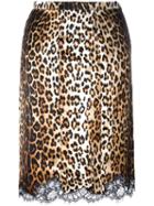 Givenchy Lace Hem Pencil Skirt, Women's, Size: 36, Brown, Silk/cotton/polyamide