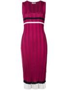 Nina Ricci - Ribbed Striped Dress - Women - Cotton/polyamide/viscose - M, Pink/purple, Cotton/polyamide/viscose