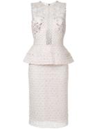 Zuhair Murad - Beaded Peplum Dress - Women - Silk/polyamide - 42, Nude/neutrals, Silk/polyamide