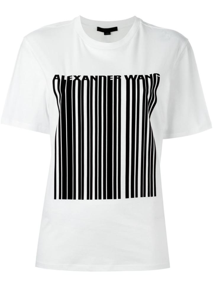 Alexander Wang Welded Barcode T-shirt, Women's, Size: Large, White, Cotton