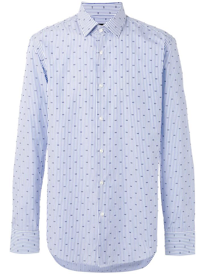 Boss Hugo Boss Dots Print Striped Shirt, Men's, Size: 41, Blue, Cotton