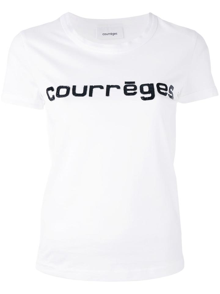 Courrèges - Logo Print T-shirt - Women - Cotton/vinyl - 3, White, Cotton/vinyl