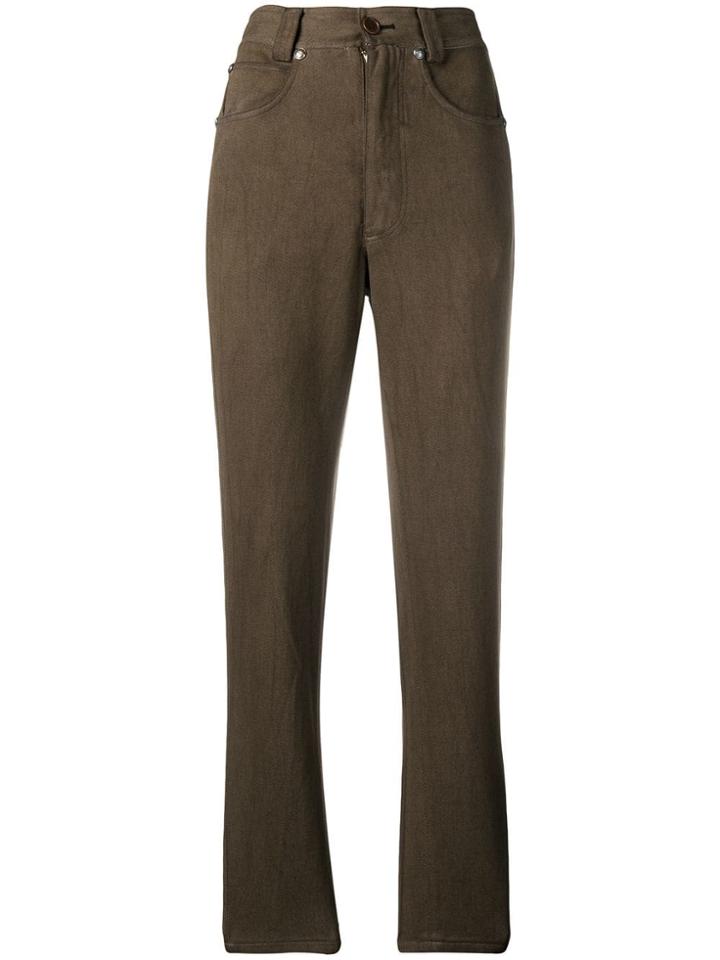 Versace Vintage 1990's Slim-fit Trousers - Brown