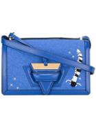 Loewe Embroidered Crossbody Bag, Women's, Blue, Leather/cotton