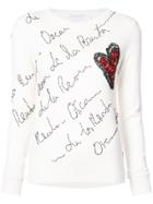 Oscar De La Renta Sequin Heart Jumper - White