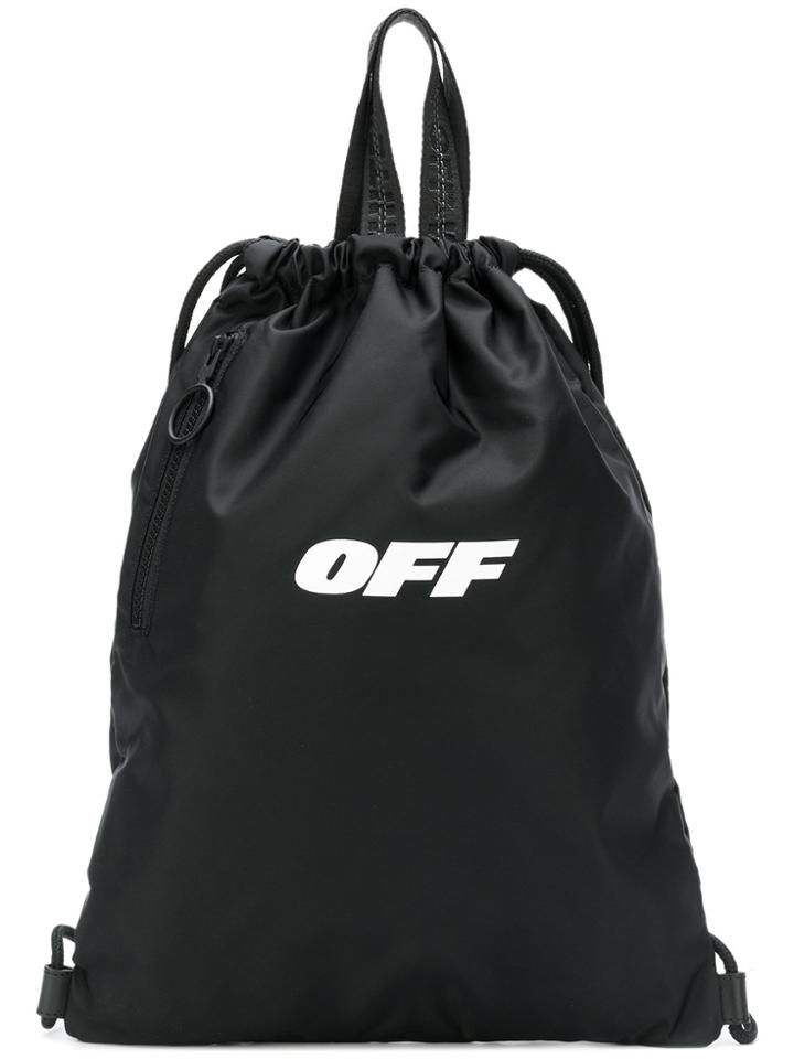 Off-white Logo Print Drawstring Backpack - Black