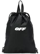 Off-white Logo Print Drawstring Backpack - Black