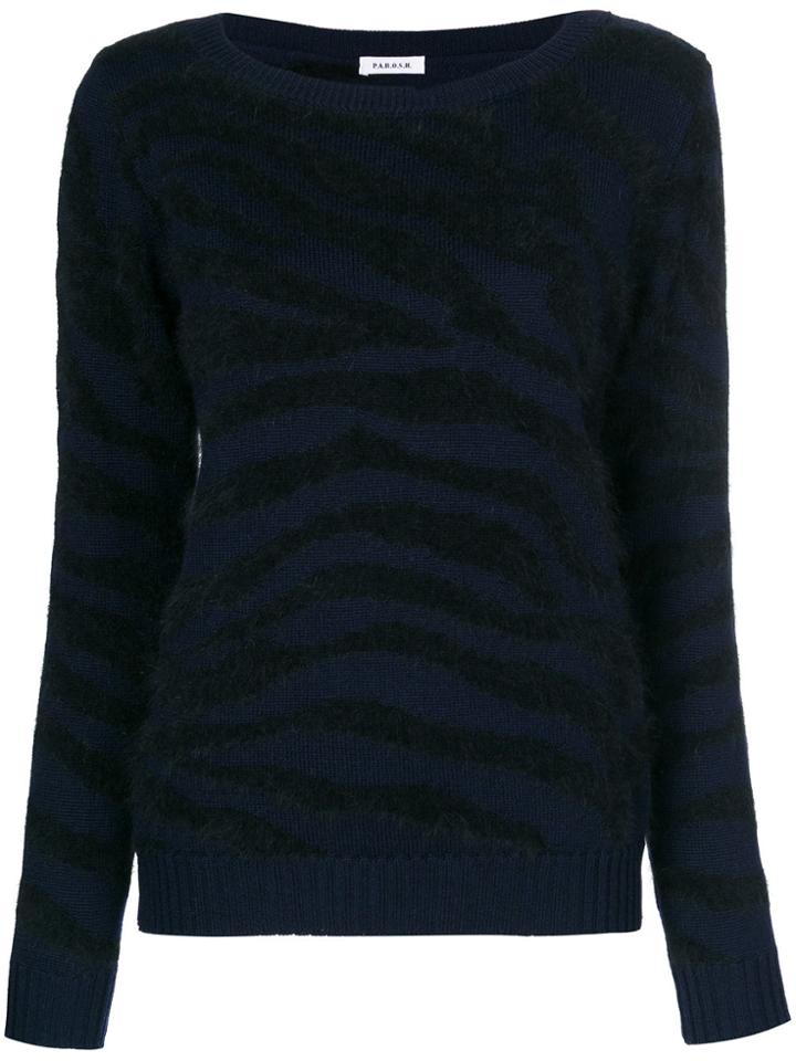 P.a.r.o.s.h. Crewneck Zebra Knit Top - Black