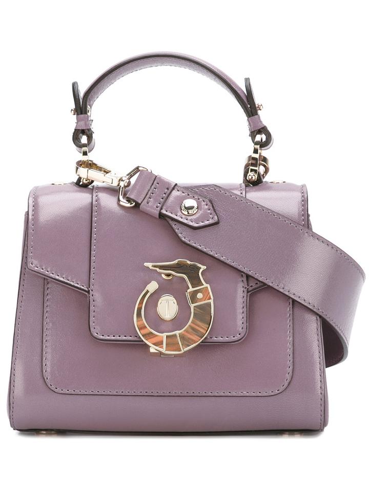Trussardi Logo Plaque Cross-body Bag, Women's, Pink/purple, Sheep Skin/shearling