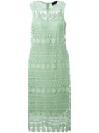 Ermanno Scervino Crochet Panel Dress, Women's, Size: 44, Green, Silk/cotton/polyester