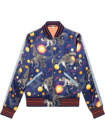 Gucci - Space Animals Print Bomber Jacket - Men - Silk/polyester/viscose/alpaca - 52, Blue, Silk/polyester/viscose/alpaca