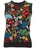 Valentino Floral Embroidered Knit Top, Women's, Size: S, Black, Cotton/silk/spandex/elastane