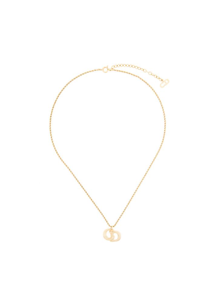 Christian Dior Vintage Line Logo Necklace - Metallic