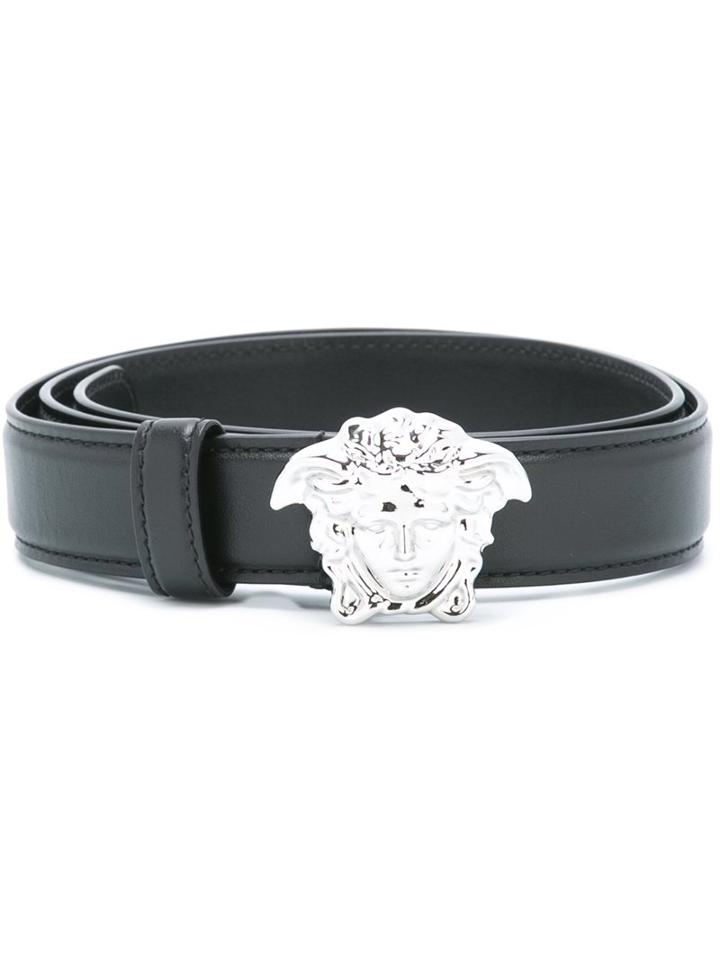 Versace Medusa Belt, Women's, Size: 90, Black, Leather/metal