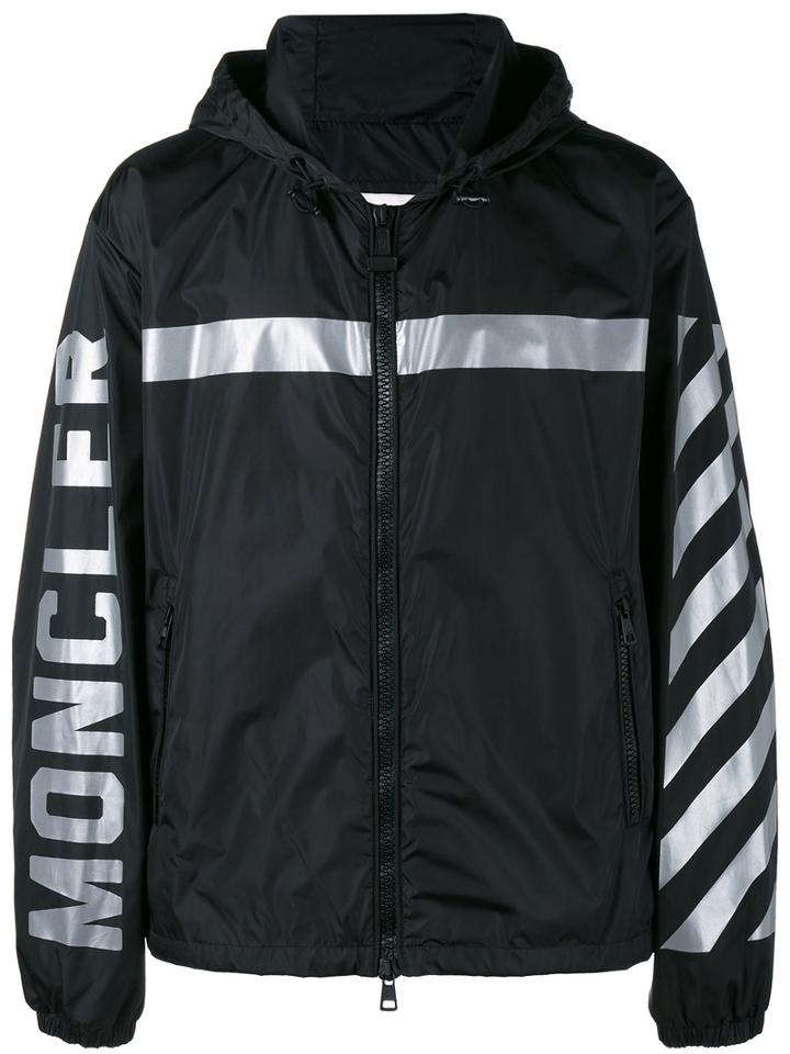Moncler X Off-white Stripe Hooded Jacket, Men's, Size: 4, Black, Polyamide