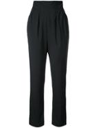 Monique Lhuillier High Waisted Cropped Trousers - Black