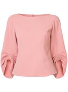 Tibi - Gathered Detail Blouse - Women - Cotton/polyester - 2, Pink/purple, Cotton/polyester