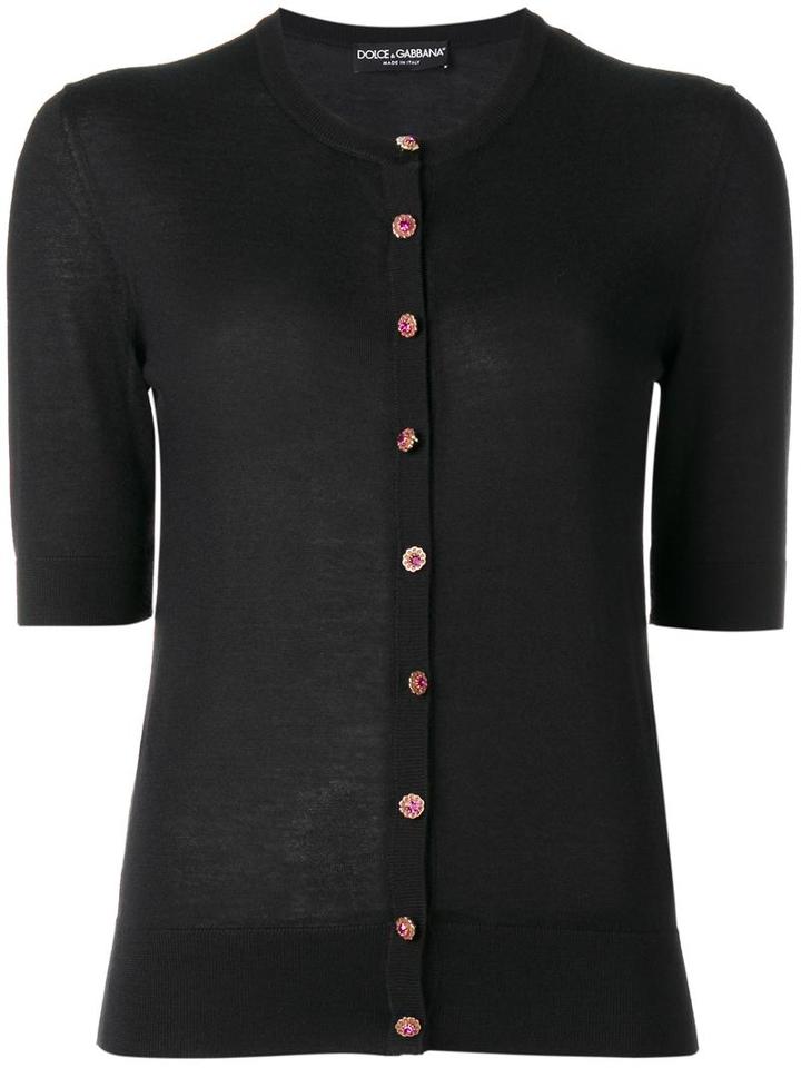 Dolce & Gabbana Decorative Button Cardigan, Women's, Size: 38, Black, Cashmere/silk
