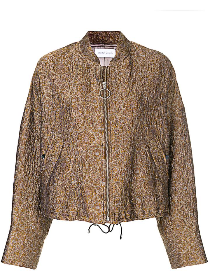 Christian Wijnants Floral Jacquard Bomber Jacket - Brown