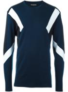 Neil Barrett Colour Block Long Sleeve T-shirt, Men's, Size: Medium, Blue, Cotton