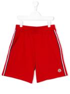 Moncler Kids Side Stripes Shorts - Red