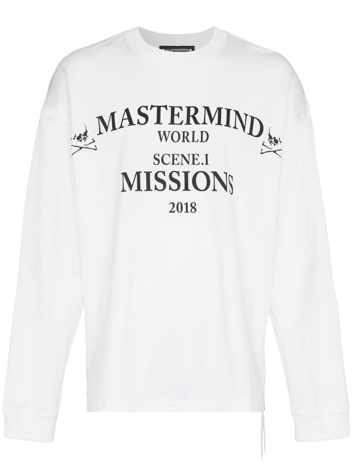 Mastermind Japan Missions Long Sleeve Cotton T-shirt - White