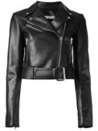 Givenchy Cropped Biker Jacket, Women's, Size: 38, Black, Lamb Skin/acetate/viscose