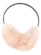 Yves Salomon Fur Earmuffs, Women's, Nude/neutrals, Silk/rabbit Fur/polyester