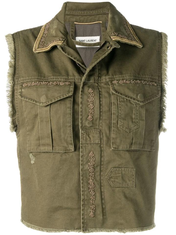 Saint Laurent Military Gilet - Green