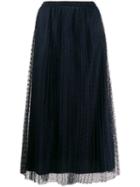 Red Valentino Point D'esprit Pleated Skirt - Blue