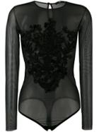 Amen - Sheer Embellished Bodysuit - Women - Polyamide/spandex/elastane - 42, Black, Polyamide/spandex/elastane