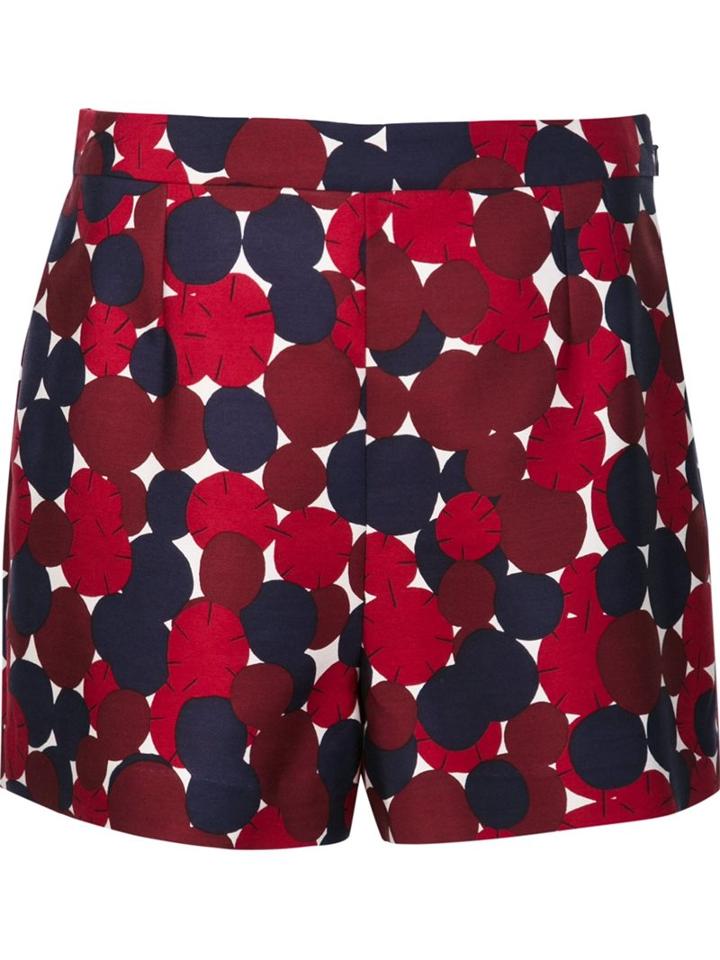 Diane Von Furstenberg Printed Shorts, Women's, Size: 0, Red, Silk/wool