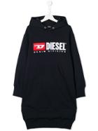 Diesel Kids Logo Hoodie Dress - Blue