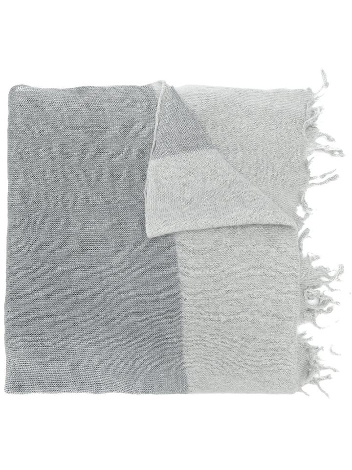 Lost & Found Ria Dunn - Fringed Striped Scarf - Men - Linen/flax/nylon/mohair/wool - S, Grey, Linen/flax/nylon/mohair/wool