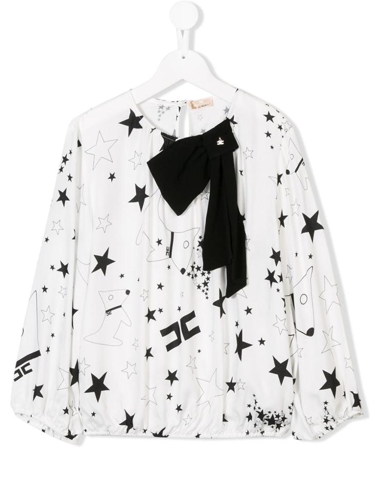 Elisabetta Franchi La Mia Bambina Teen Star And Dog Print Blouse -