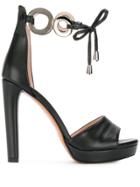 Albano Tie Ankle Sandals - Black