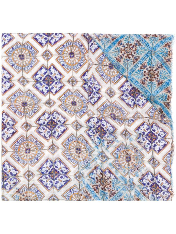 Faliero Sarti Tile Printed Scarf - Blue