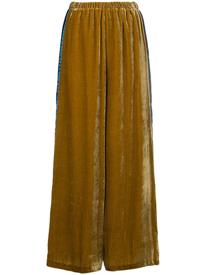 Aula Velvet Palazzo Trousers - Yellow & Orange