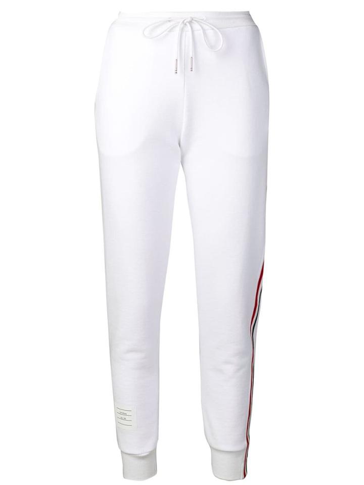 Thom Browne White Loopback Stripe Sweatpants