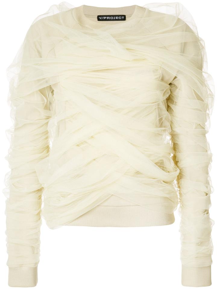 Y / Project Tulle Wrap Sweatshirt - Nude & Neutrals