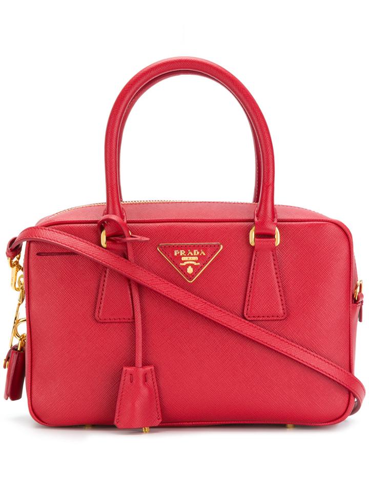 Prada Saffiano Top Handle Bag - Red
