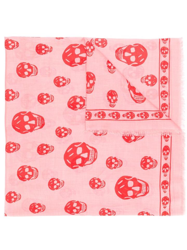Alexander Mcqueen Skull Embroidered Scarf - Pink