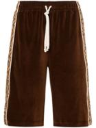 Gucci Rhombus Logo Velvet Shorts - Brown