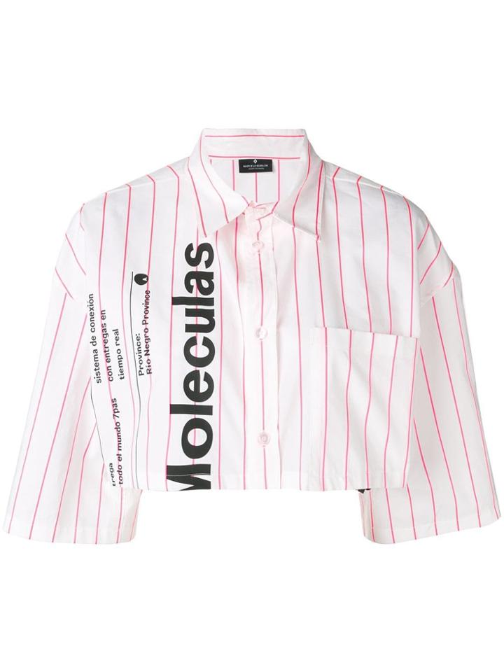 Marcelo Burlon County Of Milan Warning Cropped Shirt - White