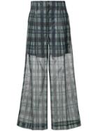 Toga Pulla Checkered Print Sheer Wide Leg Trousers - Grey