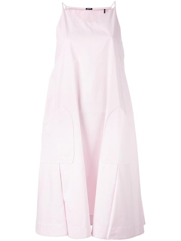 Jil Sander Navy Side Pockets Flared Dress, Women's, Size: 34, Pink/purple, Cotton