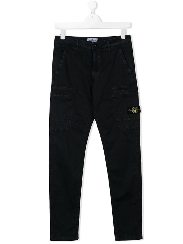 Stone Island Junior Teen Logo Cargo Trousers - Blue