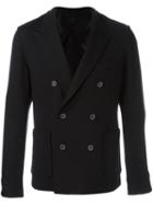 Lanvin Dual Pocket Peacoat, Men's, Size: 50, Black, Polyamide/spandex/elastane/viscose/virgin Wool